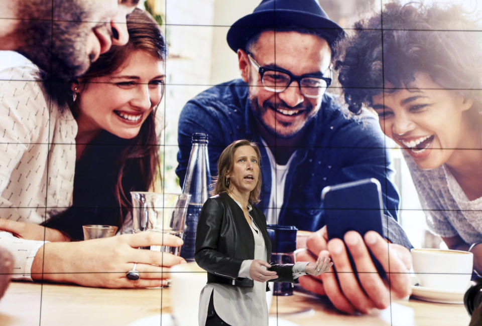 FILE - In the Tuesday, Feb. 28, 2017, file photo, YouTube CEO Susan Wojcicki speaks during the introduction of YouTube TV at YouTube Space LA in Los Angeles. Streaming services ranging from Netflix to Disney+ and others want us to stop sharing passwords. That's the new edict from the giants of streaming media, who hope to discourage the common practice of sharing account passwords without alienating their subscribers, who've grown accustomed to the hack. (AP Photo/Reed Saxon, File)