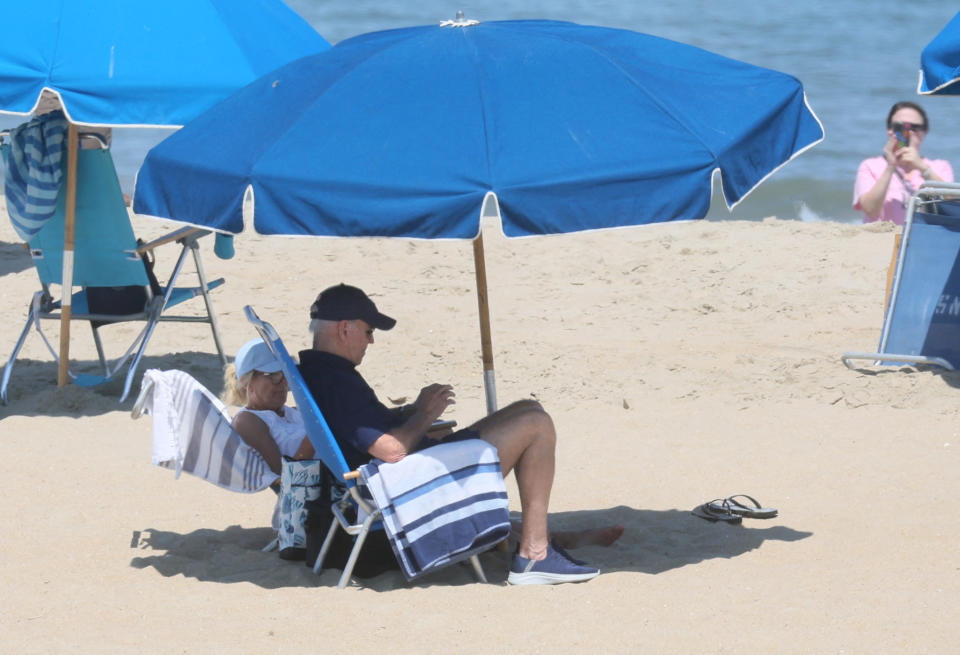 U.S. President Joe Biden and first lady Jill Biden hang out on North Shores Beach in Rehoboth, Delaware, U.S., August 2, 2023. REUTERS/Leah Millis