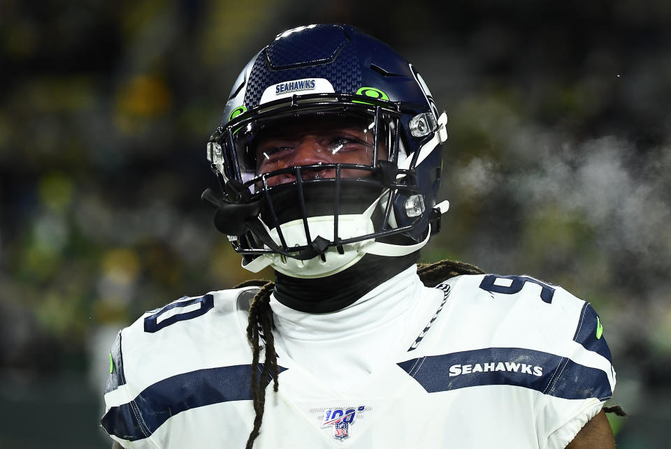 Jadeveon Clowney looks on during a game with the Seahawks.