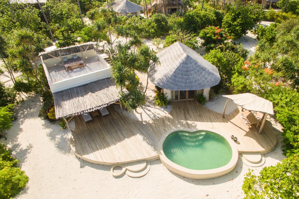 The resort has rustic-chic villas: White Sand