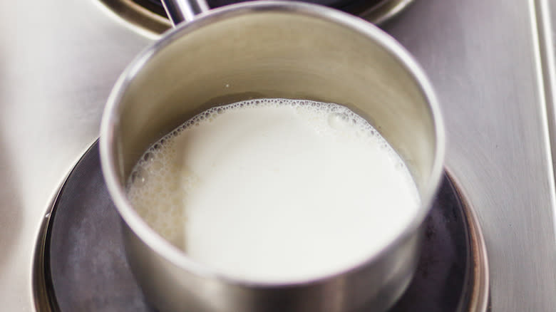 pot of simmering milk