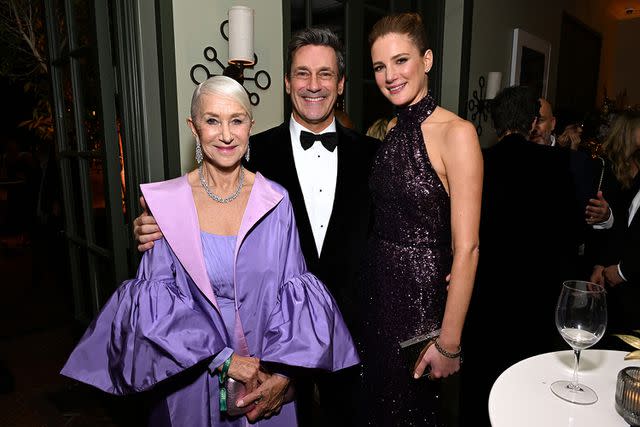 <p> Michael Kovac/Getty Images</p> Helen Mirren, Jon Hamm and Anna Osceola