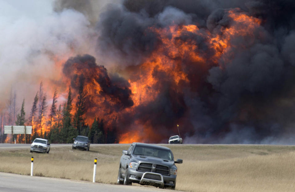 Flames near Highway 63