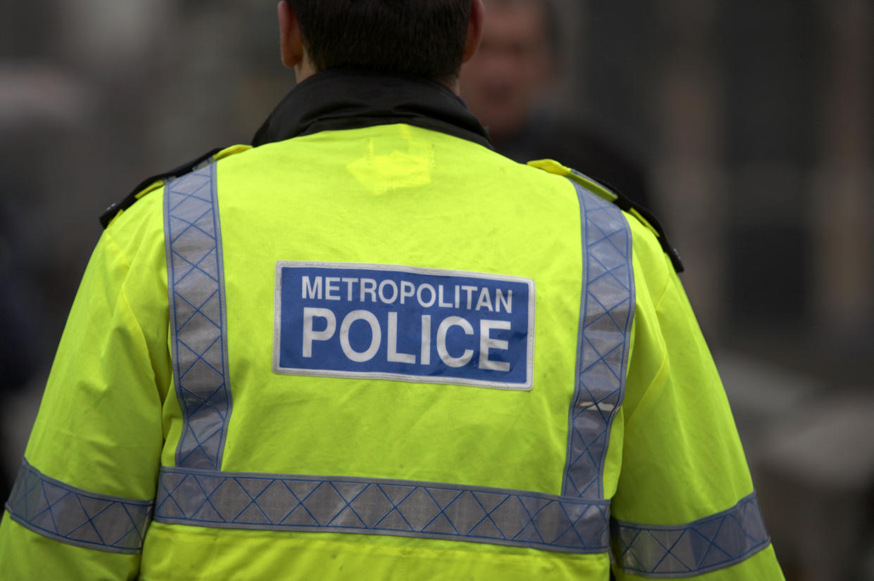 Back view of metropolitan police officer