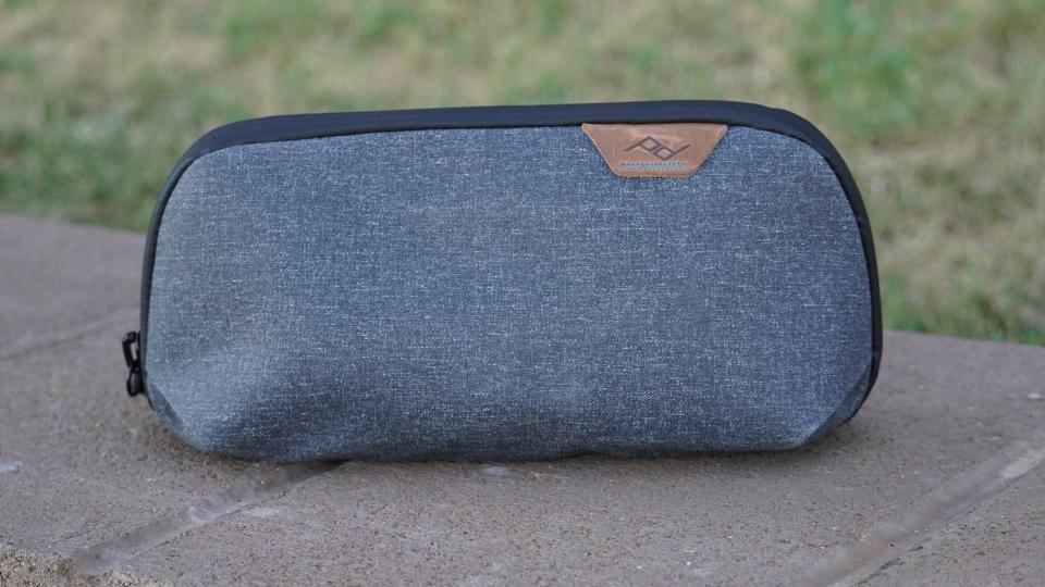 The Peak Design Small Tech Pouch outdoors.