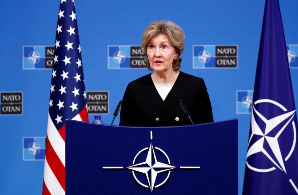 US ambassador to Nato Kay Bailey Hutchison briefs media (Reuters)