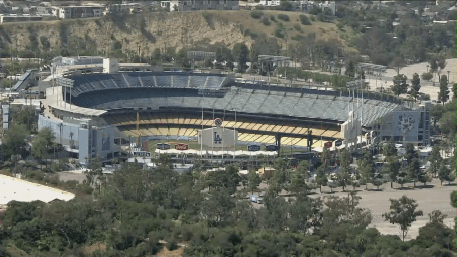 An aerial view of Dodger Stadium is seen in this undated photo. (KTLA)