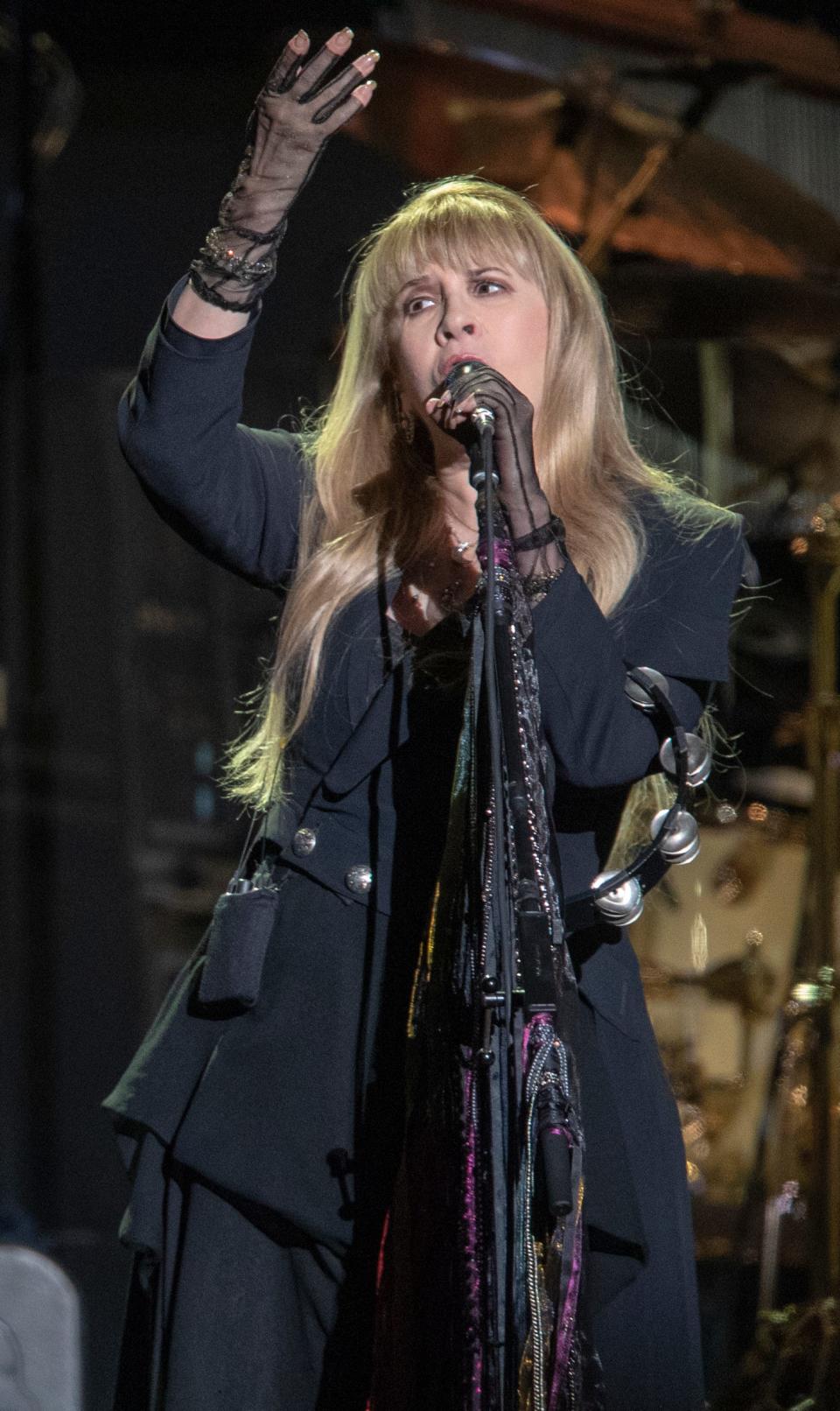 Stevie Nicks, during a performance by Fleetwood Mac at Bankers Life Fieldhouse, Indianapolis, Tuesday, Oct. 16, 2018. The band is playing on their current North American tour. 