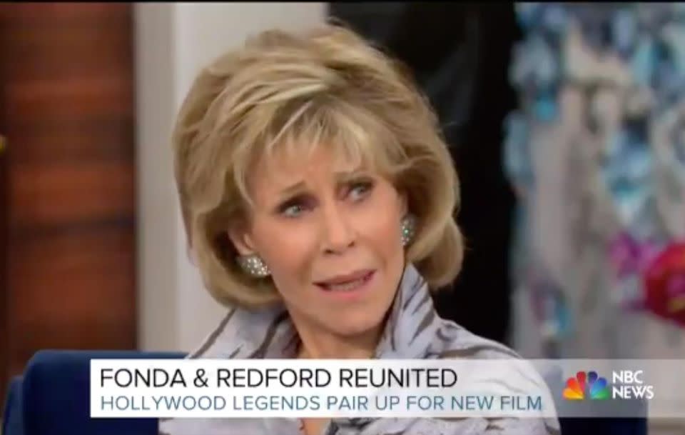 Jane Fonda has been open about her plastic surgery but was not impressed by a question asked by Megyn Kelly. Source: NBC / Megyn Kelly Today