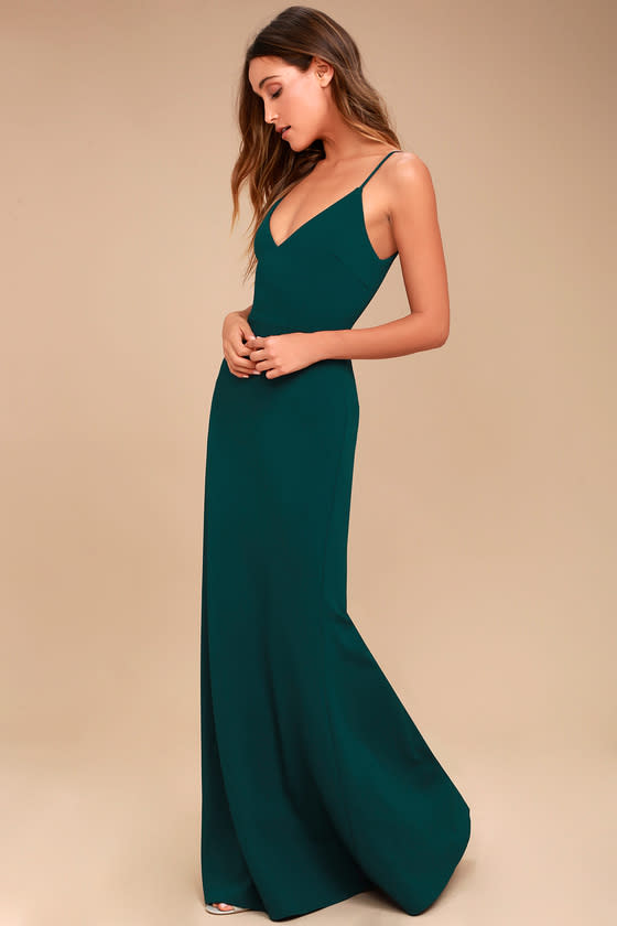 14) Infinite Glory Forest Green Maxi Dress