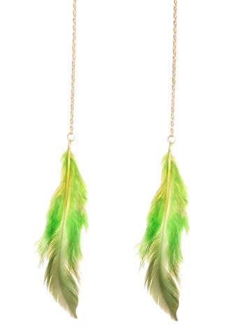 D.I.F.F.Y., Green Feather Earrings, $20
