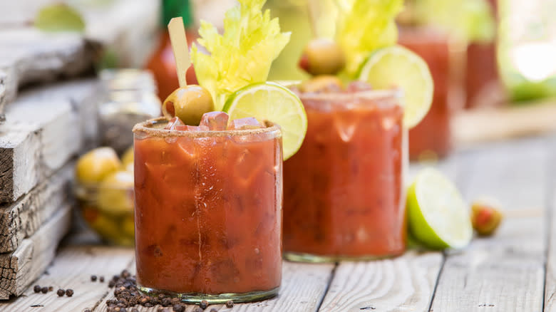 Bloody marys on outside table