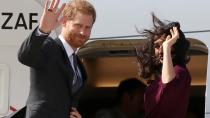 <p> In October 2018, a few months after their royal wedding, Prince Harry and Meghan Markle embarked on a tour of Australia and New Zealand. </p> <p> While many cannot relate to the prestige of going on an international tour as part of their duties, people can relate to Meghan's goof - not properly preparing for the weather. </p> <p> Meghan's dramatic plane exit was slightly marred as she was left battling hair sweeping all across her face. </p>