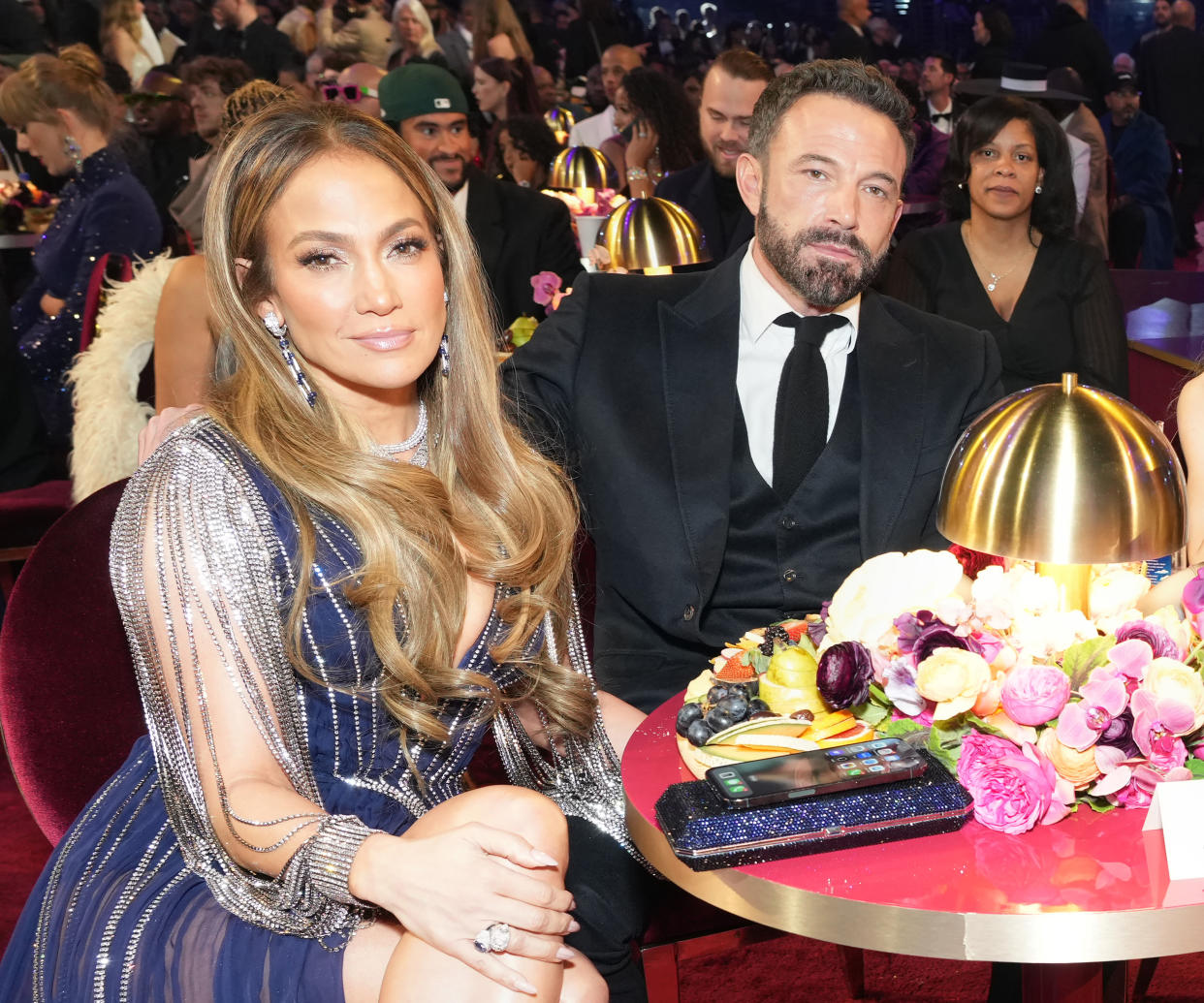 LOS ANGELES, CALIFORNIA - FEBRUARY 05: (L-R) Jennifer Lopez and Ben Affleck attend the 65th GRAMMY Awards at Crypto.com Arena on February 05, 2023 in Los Angeles, California. (Photo by Kevin Mazur/Getty Images for The Recording Academy)