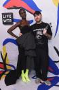 <p>Demna (R), pictured here with Alek Wek, poses with the International Award on the Winners Walk during 2017 CFDA Fashion Awards at Hammerstein Ballroom on June 5, 2017 in New York City. </p>