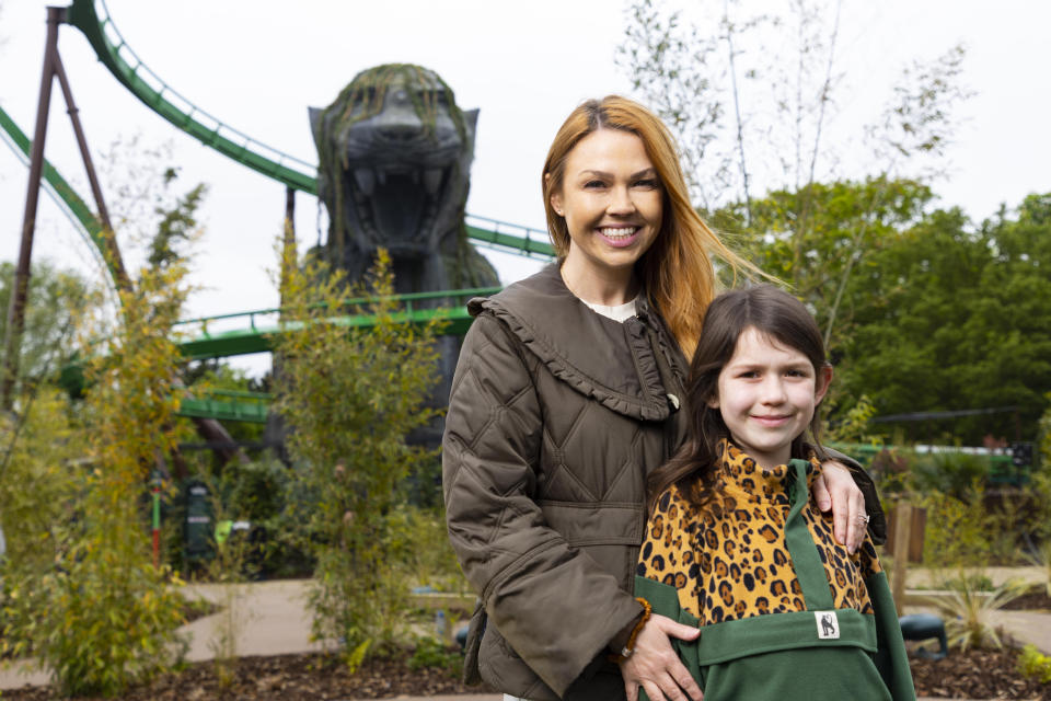 Adele Silva and family at the launch of the new themed land, World of Jumanji, at Chessington World of Adventures Resort, south west London, which opens to the public on Monday. Picture date: Saturday May 13, 2023. (Photo by David Parry/PA Images via Getty Images)