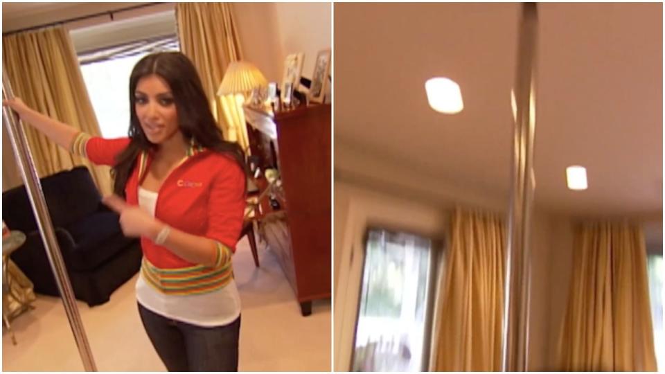 <p>Everyone please meet Kim Kardashian's stripper pole, a very regular thing to have installed in one's bedroom. </p>