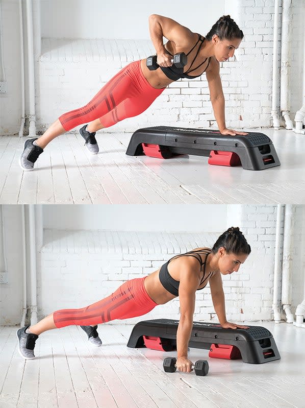 Dumbbell Renegade Row with Step