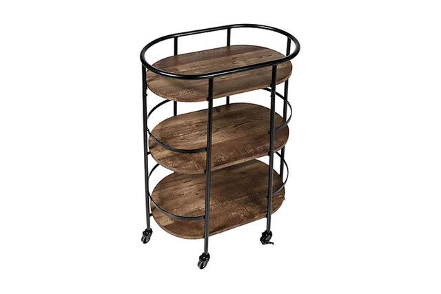 Luxe Rachel Zoe 3-Tier Brass Bar Cart with Glass Shelves - QVC.com