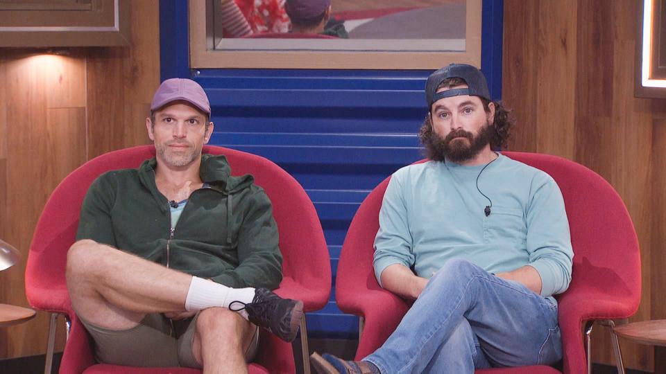 BIG BROTHER Wednesday, August 23, (8:00 – 9:00 PM ET/PT on the CBS Television Network and live streaming on Paramount+ and PlutoTV. Pictured: Hisam Goueli and Cameron Hardin. Photo: CBS ©2023 CBS Broadcasting, Inc. All Rights Reserved. Highest quality screengrab available.