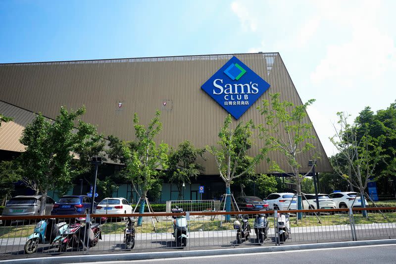 The sign outside the Sam's Club is seen at its store in Shanghai