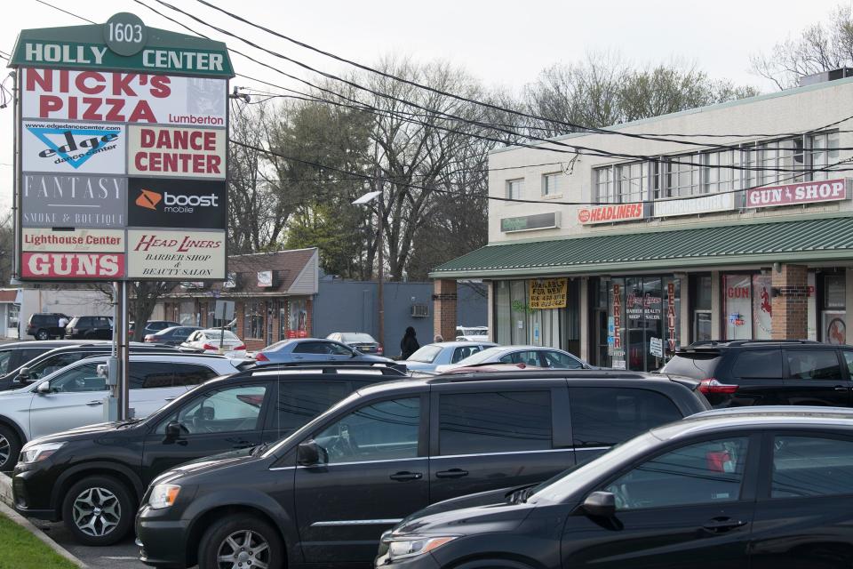 A view of the Holly Center shopping plaza in Lumberton on Wednesday, April 13, 2022.  