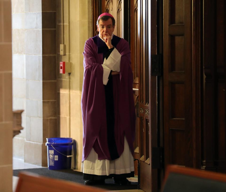 Due to the Coronavirus Pandemic Archbishop Vigneron's service was live-streamed to the parishioners of Blessed Sacrament church in Detroit Sunday, March 15, 2020.