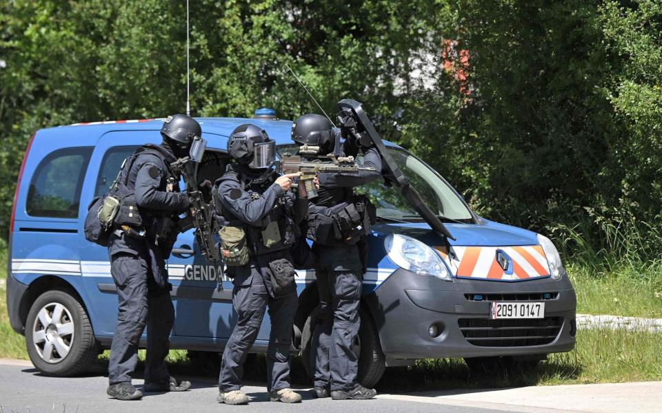 Members of the National Gendarmerie Intervention Group (GIGN) are seen after a municipal policewoman was attacked with a knife on May 28, 2021 - LOIC VENANCE /AFP