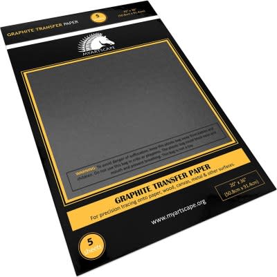 MyArtscape Graphite Transfer Paper, 20 Black Sheets - Wax Free - Erasable -  Smudge-Free - Ideal for Drawing, Tracing and Watercolor Transfer - Premium