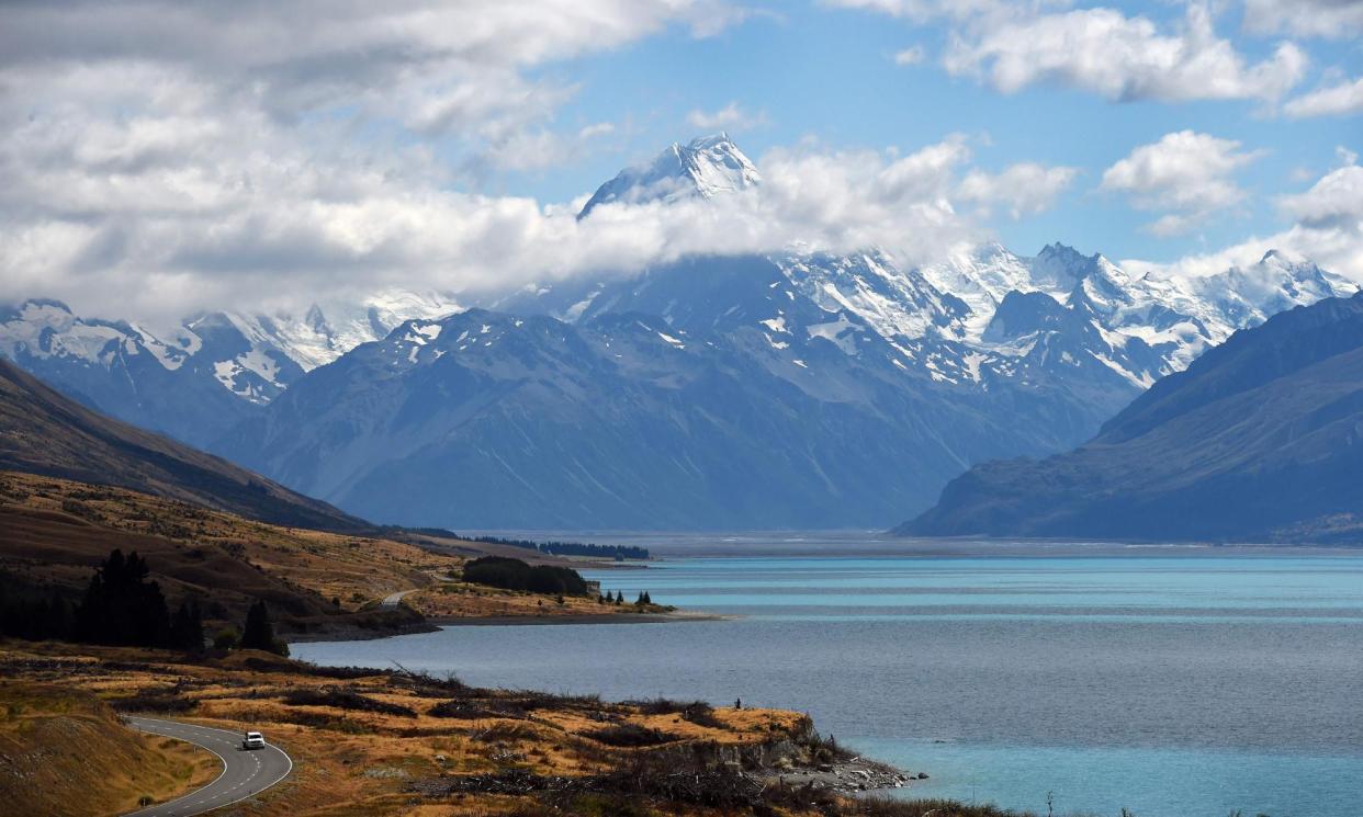 <span>New Zealand's highest mountain Mount Cook - also known by its Maori name of Aoraki. New Zealand’s government has announced a range of cuts to climate projects in its budget.</span><span>Photograph: William West/AFP/Getty Images</span>