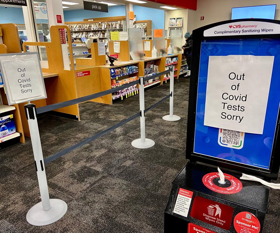 This CVS in Fall River is one of many pharmacies and stores in the region that has run out of at-home coronavirus testing kits.