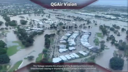 An aerial view shows the flood-affected area in Townsville, Queensland, Australia February 3, 2019, in this still image from video obtained from social media. Queensland Government Air/via REUTERS