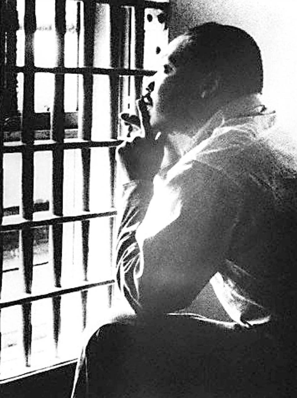 Martin Luther King in the Jefferson County Jail in Birmingham, Ala., in 1967