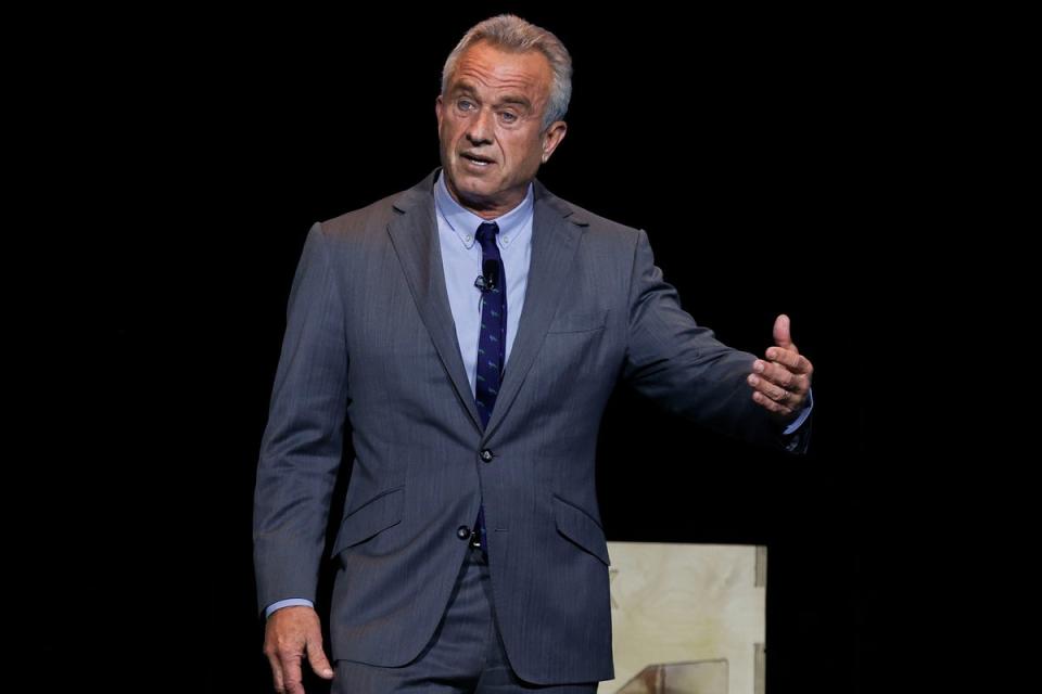 Independent presidential candidate Robert F. Kennedy Jr. speaks about environmental challenges during the Earth X conference in April 2024 (EPA)