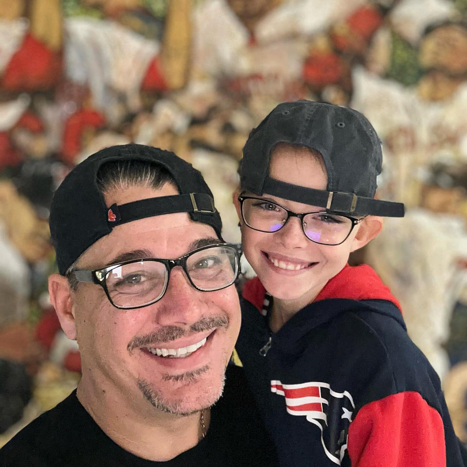 "Someone had an ear infection, but they're feeling much better #twinsies," Rob captioned a photo of him and Isabetta wearing matching eyeglasses and backward baseball caps.