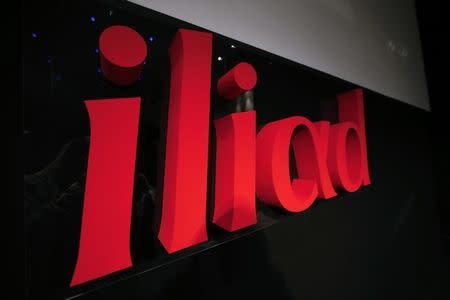 The logo of French low-cost telecoms provider Iliad is pictured during the company 2013 annual results presentation in Paris March 10, 2014. REUTERS/Jacky Naegelen