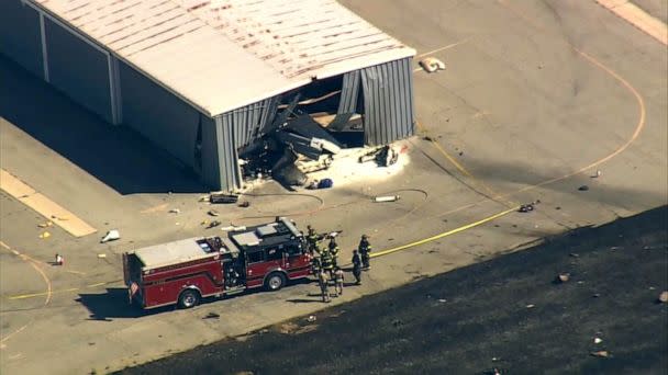 PHOTO: Two small planes collided while landing at the Watsonville Municipal Airport in Watsonville, California, Aug. 18, 2022. (KGO)