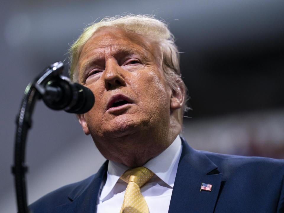 Donald Trump speaks during a campaign rally at The Broadmoor World Arena in Colorado Springs on 20 February 2020: Evan Vucci/AP