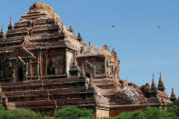 <p>The top of a collapsed pagoda is seen after an earthquake in Bagan, Myanmar August 25, 2016. (REUTERS/Soe Zeya Tun) </p>