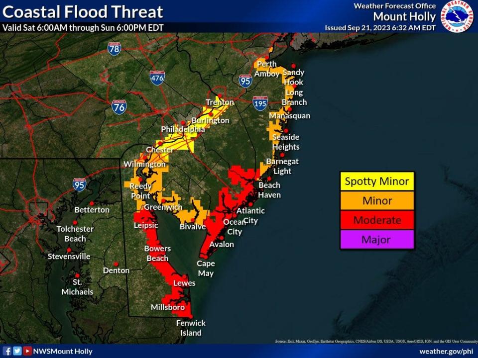 The National Weather Service is tracking coastal flood warnings as storms roll through the East Coast this weekend.