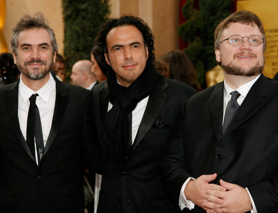 Directors Alfonso Cuaron, Alejandro Gonzalez Inarritu and Guillermo del Toro attend the 79th Annual Academy Awards held at the Kodak Theatre on February 25, 2007 in Hollywood, California.
