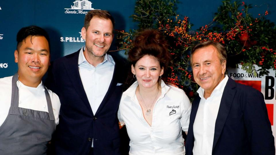 PHOTO: Daniel Boulud, right, Caroline Schiff, Buddha Lo, and Hunter Lewis attend 2023 Food & Wine Best New Chefs at Nine Orchard in New York City, Sept. 12, 2023. (Greg Pace/Shutterstock)