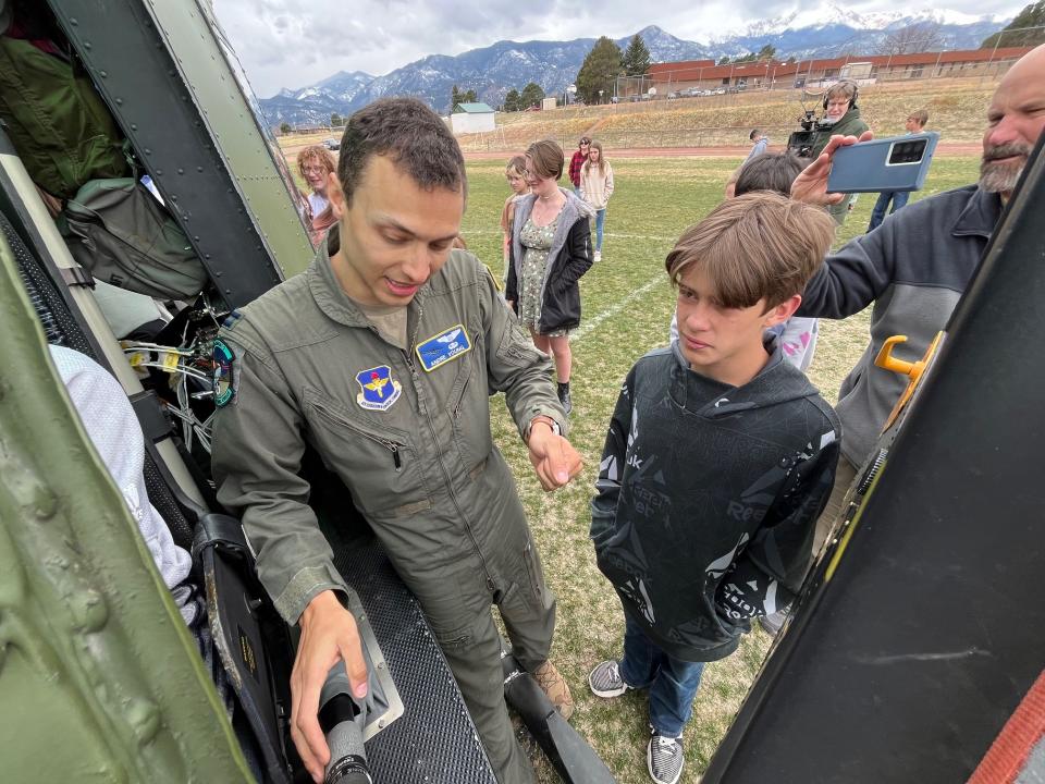 An Air Force Helicopter landed in Holmes Middle School giving students an opportunity to learn more about the Air Force