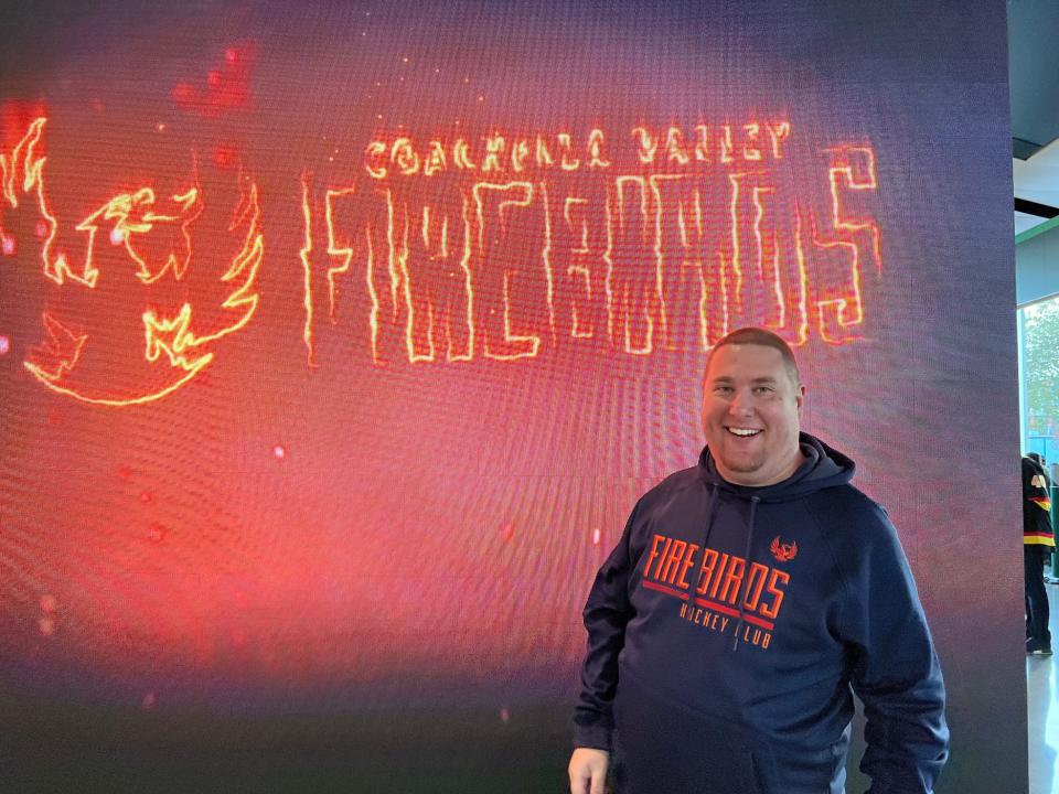 Brian Gundell, a Florida-based graphic designer who grew up a San Jose Sharks fan in the Bay Area, is the man behind the Coachella Valley Firebirds branding.