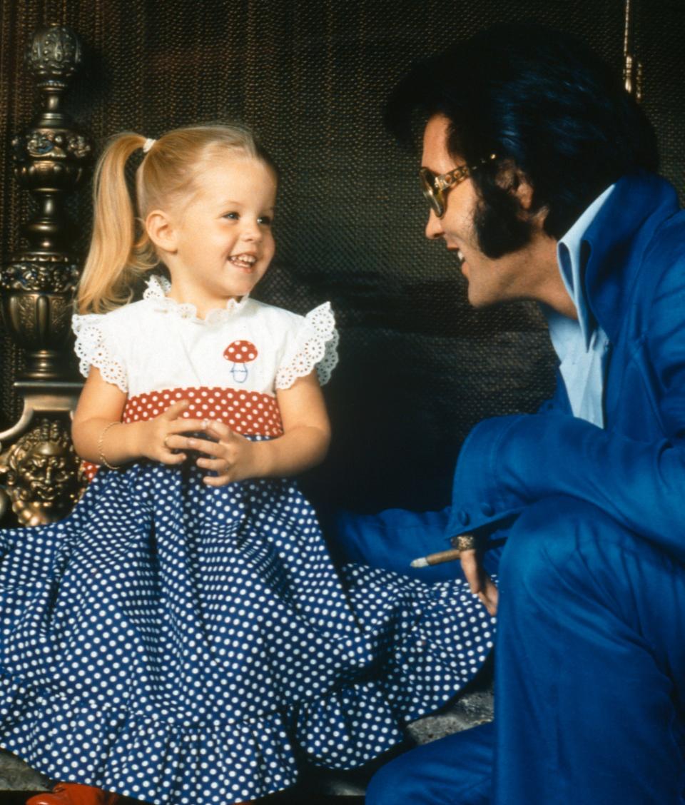 American rock legend Elvis Presley with his daughter Lisa-Marie Presley.