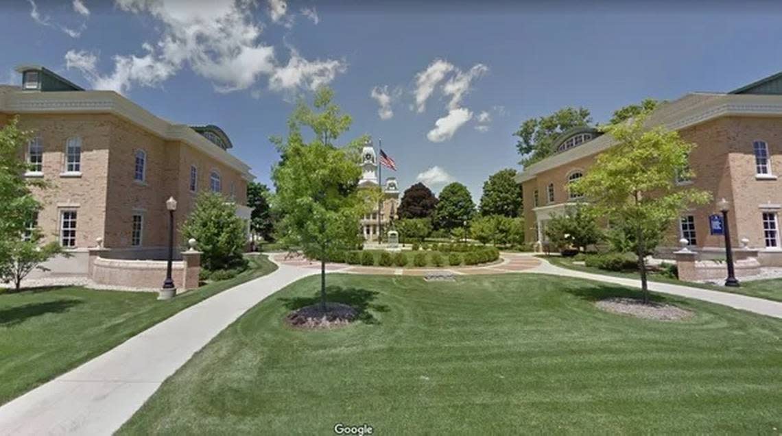 This view on Google Earth from E College Street in Hillsdale, Mich., shows a portion of the Hillsdale College campus.