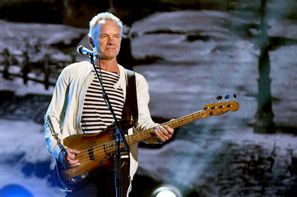 <p>Sting performs onstage during the 60th Annual Grammy Awards at Madison Square Garden on January 28, 2018, in New York City. (Photo: Getty Images) </p>