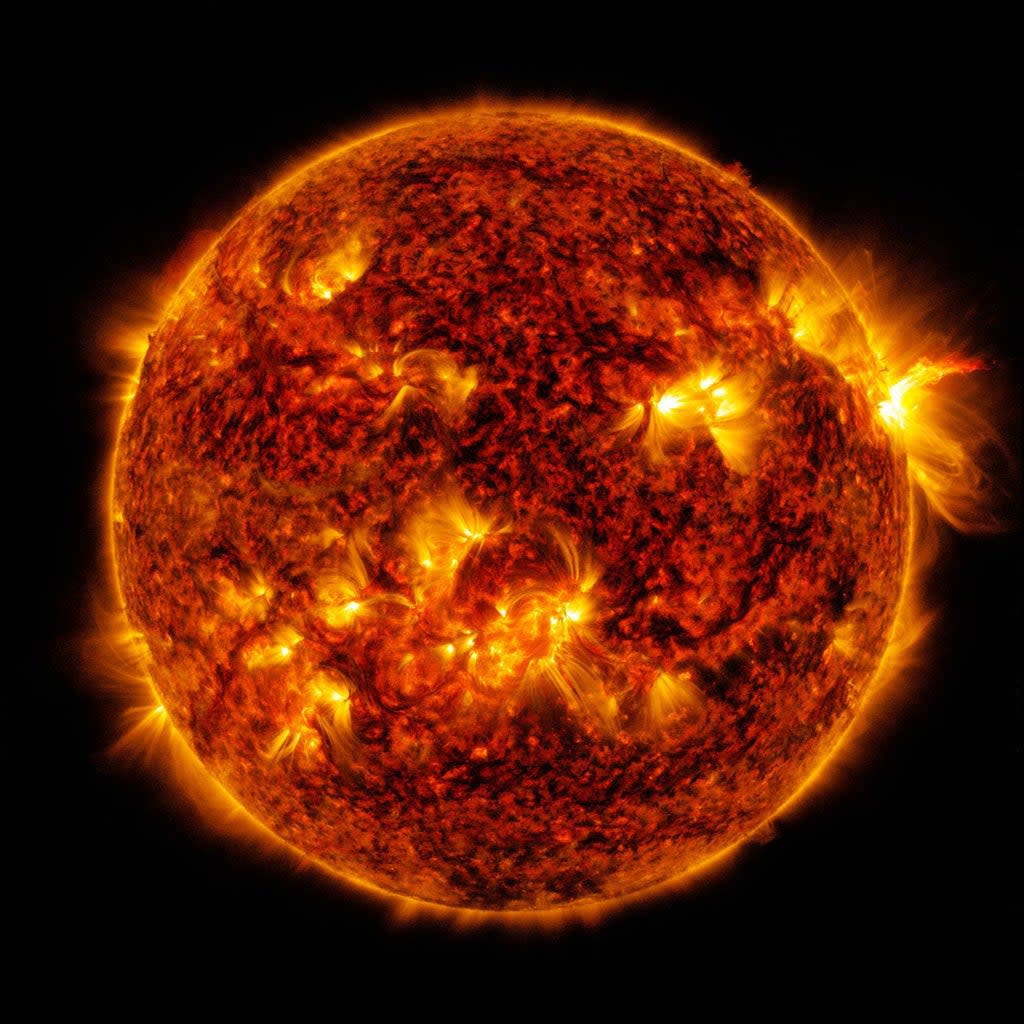 Nasa’s Solar Dynamics Observatory captured a solar flare erupting on the Sun on 30 April  (Nasa)