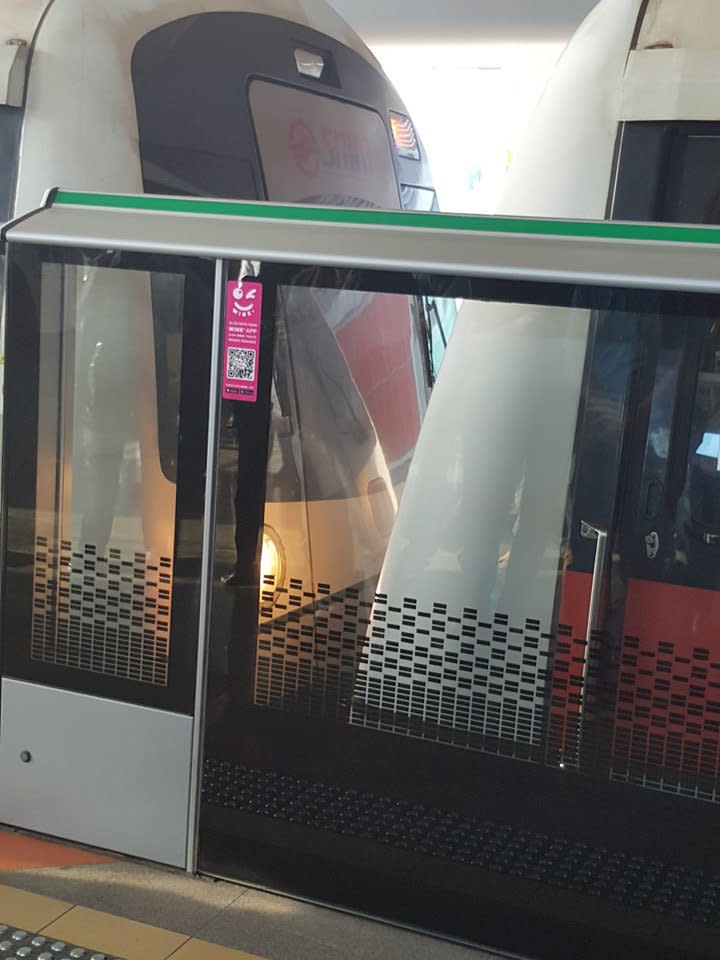 A mass transit train collision is seen at a platform at Joo Koon station in Singapore