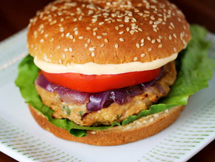 Asian Chicken Burger with Sriracha Mayonnaise